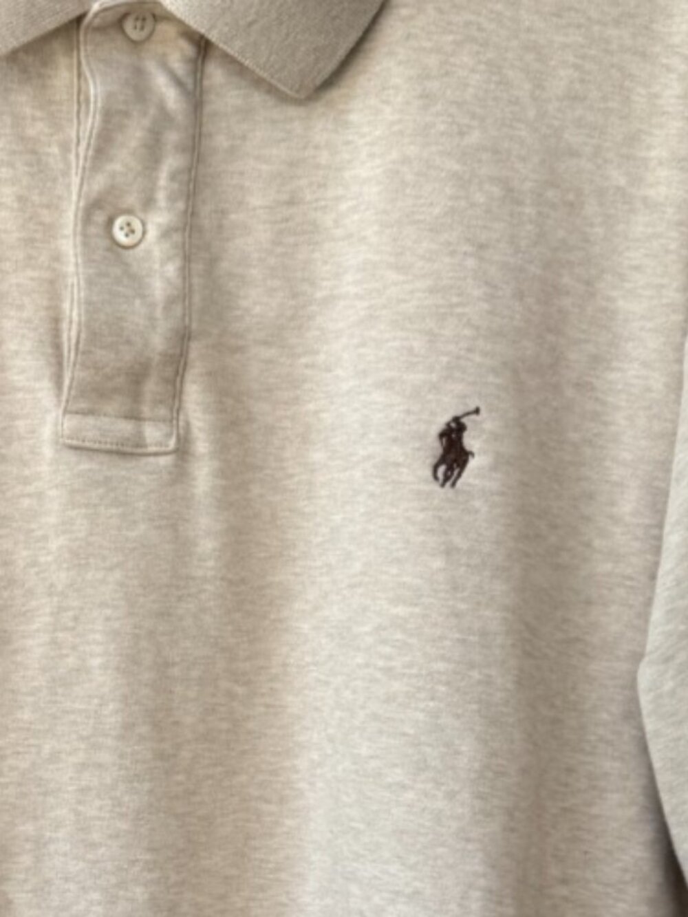 Polo Ralph Lauren Shirt Mens 2XL Cream Cotton Short Sleeves Tan Pony - Picture 3 of 5